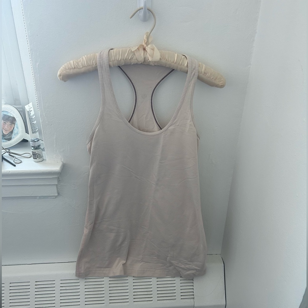 White and grey striped Lululemon tank top size 6
